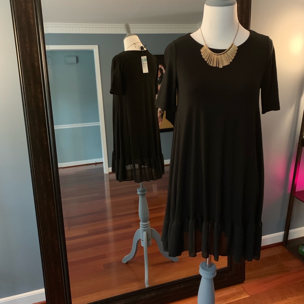 Ruffle Tunic Dress - Black